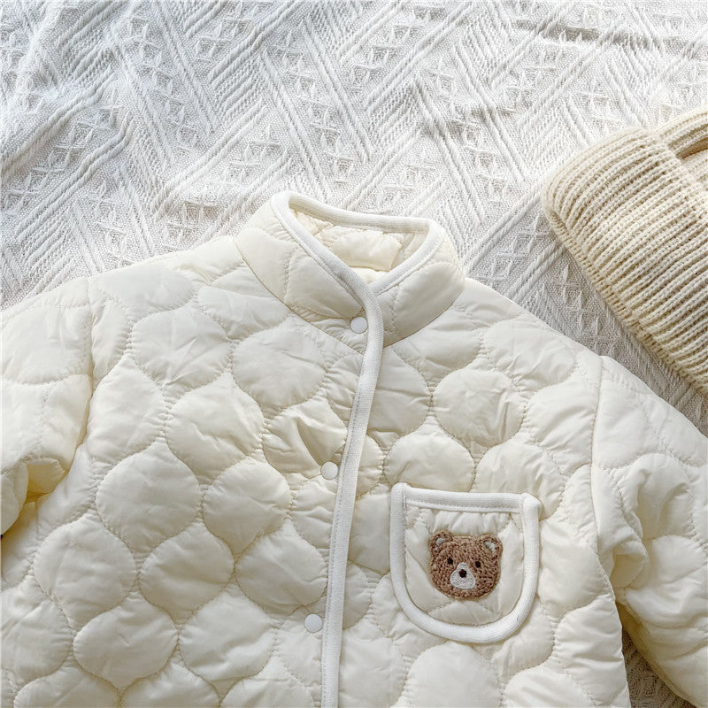 Cozy Cotton Ripple Romper – Autumn & Winter Long-Sleeve One-Piece    Mimou Babywear