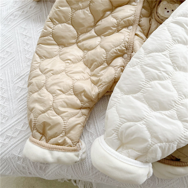 Cozy Cotton Ripple Romper – Autumn & Winter Long-Sleeve One-Piece    Mimou Babywear