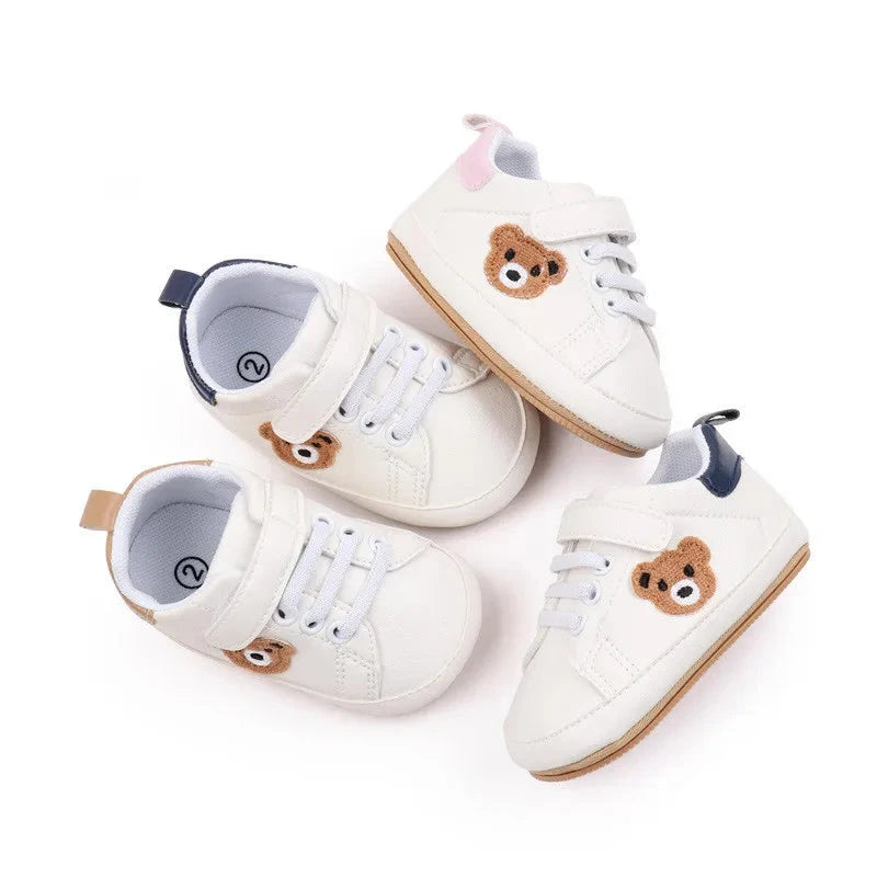 Cute Bear Baby Sneakers First Walkers with Non-Slip Sole (0–18M)    Mimou Babywear