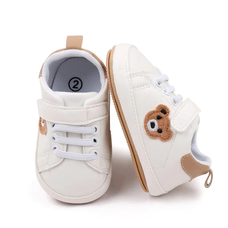 Cute Bear Baby Sneakers First Walkers with Non-Slip Sole (0–18M)    Mimou Babywear