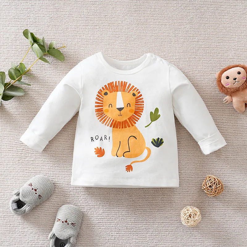 Cute Lion Baby Cotton Long Sleeve T-Shirt (6–36M)    Mimou Babywear