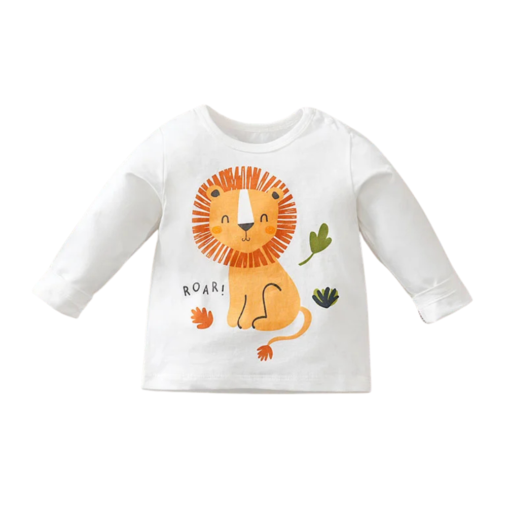 Cute Lion Baby Cotton Long Sleeve T-Shirt (6–36M)    Mimou Babywear