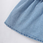 Denim Baby Girl Dress with Puff Sleeves and Belt (6-36M)    Mimou Babywear