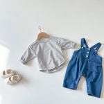 Denim Baby Overalls Set – Cotton Striped Long-Sleeve T-Shirt & Jeans Outfit for Boys and Girls    Mimou Babywear