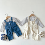 Denim Baby Overalls Set – Cotton Striped Long-Sleeve T-Shirt & Jeans Outfit for Boys and Girls    Mimou Babywear
