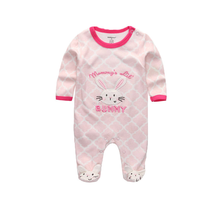 Double Button Cotton Romper newborn – Long Sleeve Baby Jumpsuit   Pink bunny crawling clothes / 9-12M Mimou Babywear