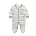 Double Button Cotton Sleepsuit (0-12M)   Striped teddy / 9-12M Mimou Babywear
