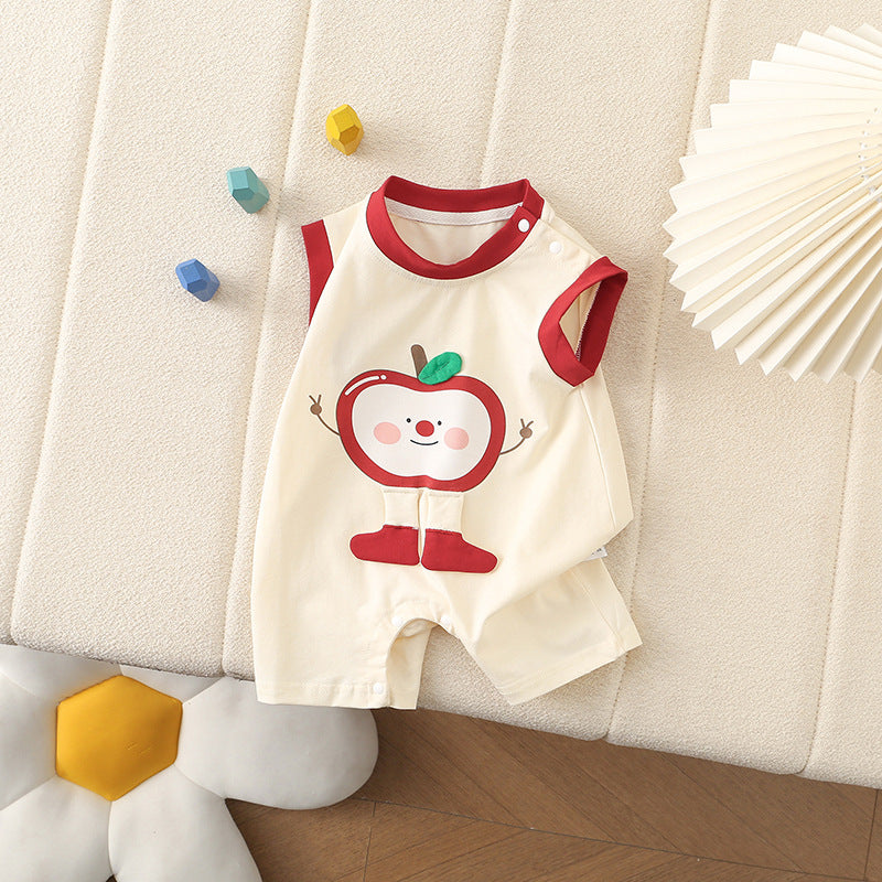 Pelele sin mangas con dibujo de manzana roja - body ligero de algodón (0-12M)