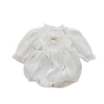 Embroidered Cotton Romper – Long Sleeve Baby Girl Outfit   Beige / 100cm Mimou Babywear