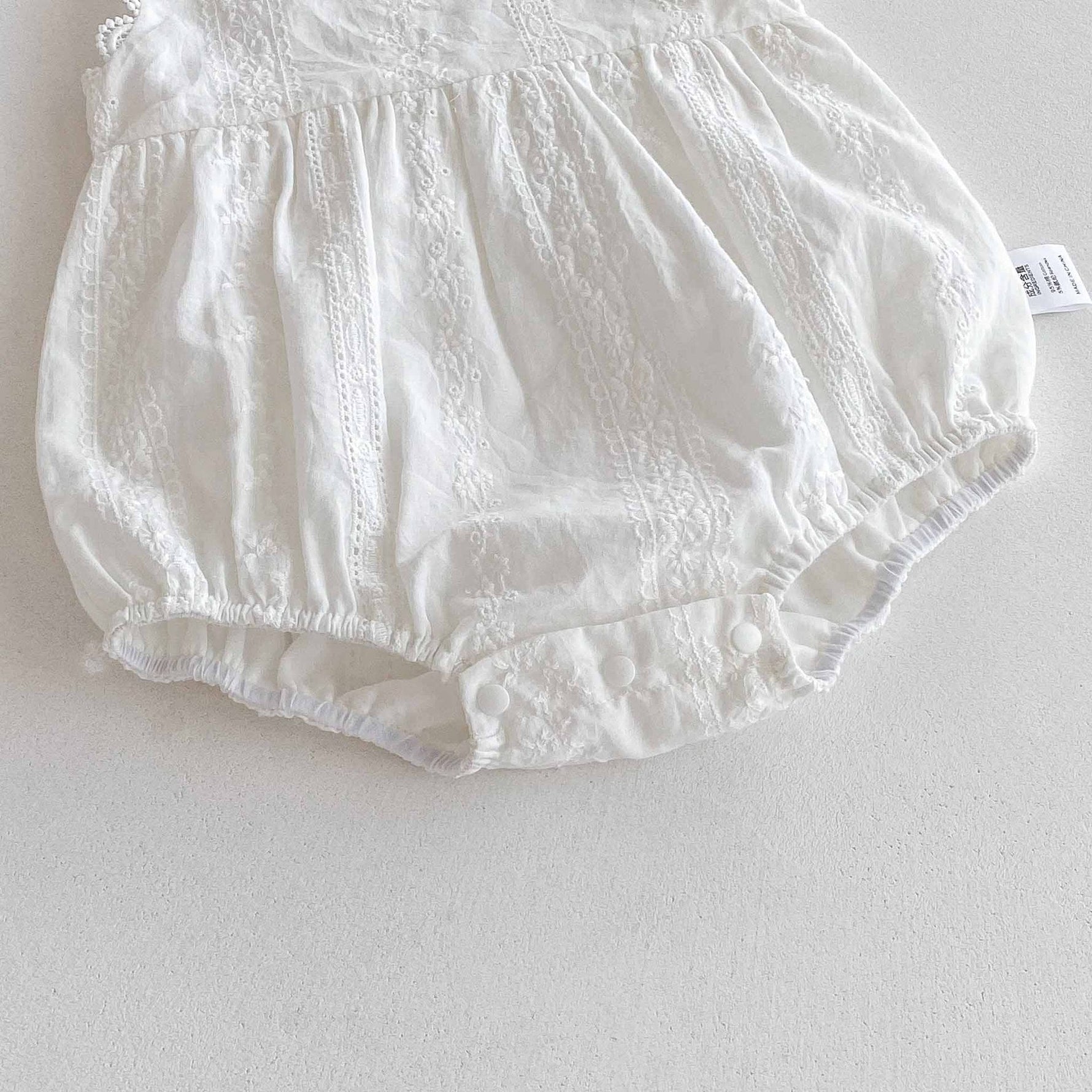 White Cotton Sleeveless Romper – Korean Style Snap Bodysuit (0–18M)    Mimou Babywear