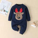Festive Santa & Reindeer Romper (0-18M)   Navy Blue / 80 Mimou Babywear