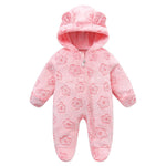 Flannel Cartoon Hooded Jumpsuit – Baby Crawling Romper   pink / 12M（80cm） Mimou Babywear