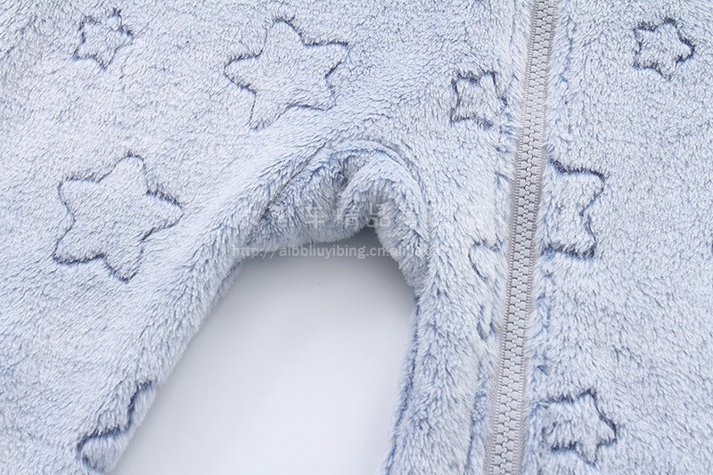 Flannel Cartoon Hooded Jumpsuit – Baby Crawling Romper    Mimou Babywear