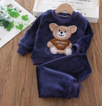 Flannel Fleece Bear Pajama Set – Warm Winter Sleepwear for Girls | Soft Home Suit    Mimou Babywear