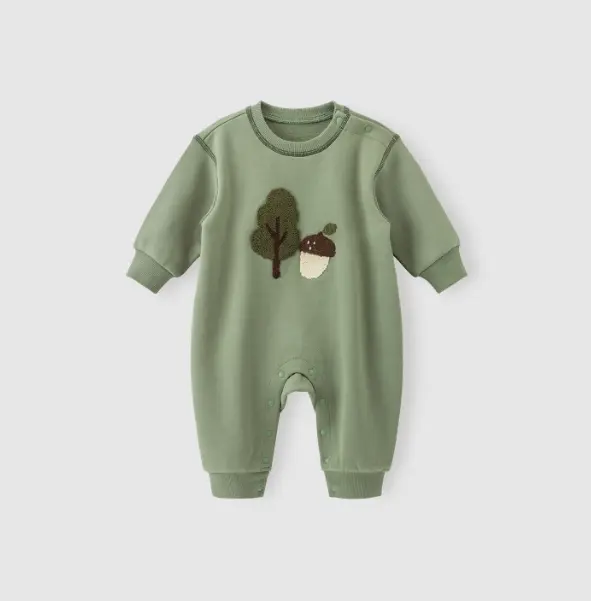 Fleece Baby Jumpsuit – Warm Long-Sleeve Romper for Boys & Girls | Outdoor Wear   Dark moss green / 100cm Mimou Babywear