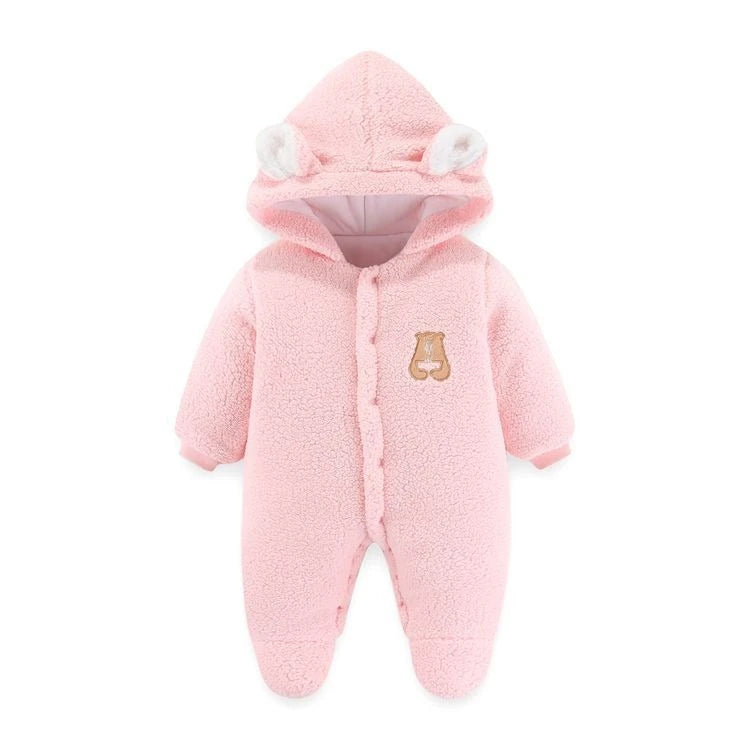 Fleece Hooded Newborn Suit (0-12M)   Pink / 9-12M Mimou Babywear