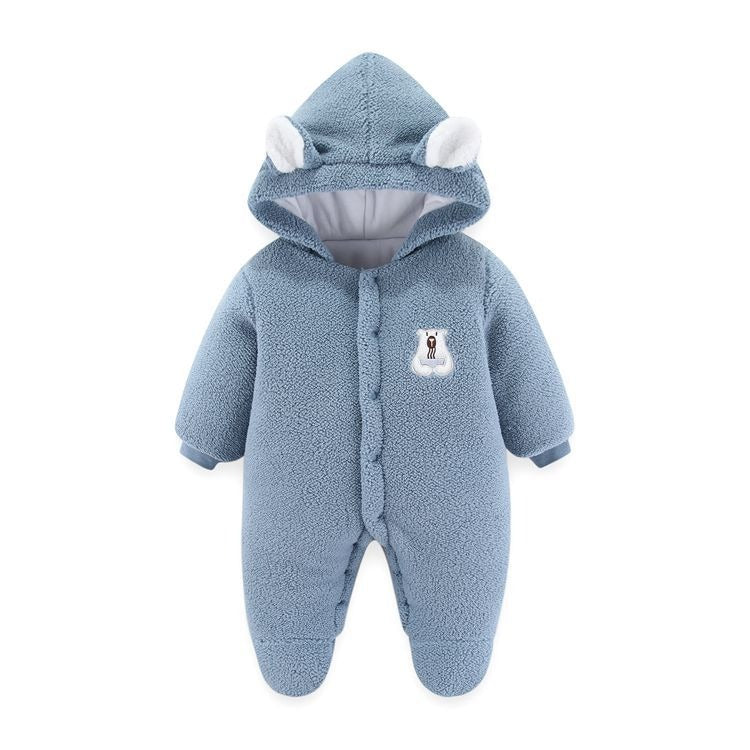 Fleece Hooded Newborn Suit (0-12M)   Light Blue / 9-12M Mimou Babywear