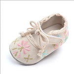 Floral Baby Girl First Walker Shoes with Soft Non-Slip Sole (0–18M)    Mimou Babywear