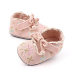 Floral Baby Girl First Walker Shoes with Soft Non-Slip Sole (0–18M)    Mimou Babywear