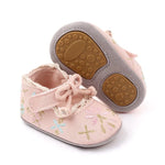 Floral Baby Girl First Walker Shoes with Soft Non-Slip Sole (0–18M)    Mimou Babywear