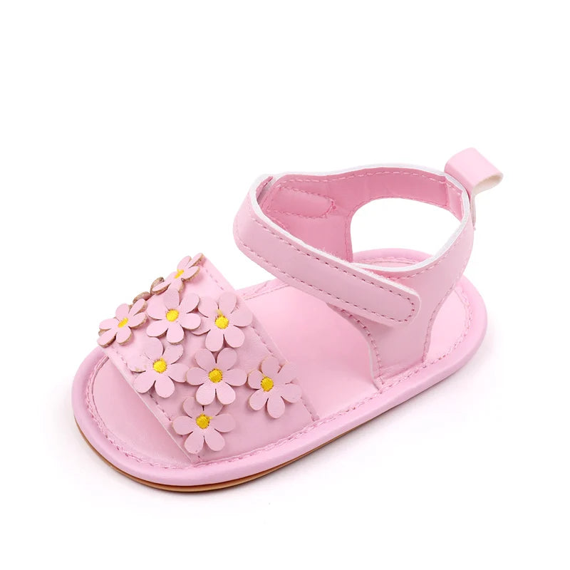 Floral Baby Girl Sandals with Soft Non-Slip Sole (0–18M)    Mimou Babywear