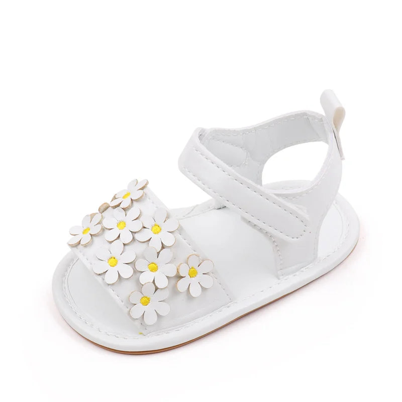 Floral Baby Girl Sandals with Soft Non-Slip Sole (0–18M)    Mimou Babywear