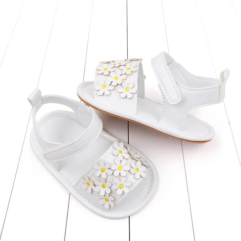 Floral Baby Girl Sandals with Soft Non-Slip Sole (0–18M)    Mimou Babywear