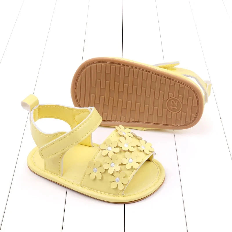 Floral Baby Girl Sandals with Soft Non-Slip Sole (0–18M)    Mimou Babywear