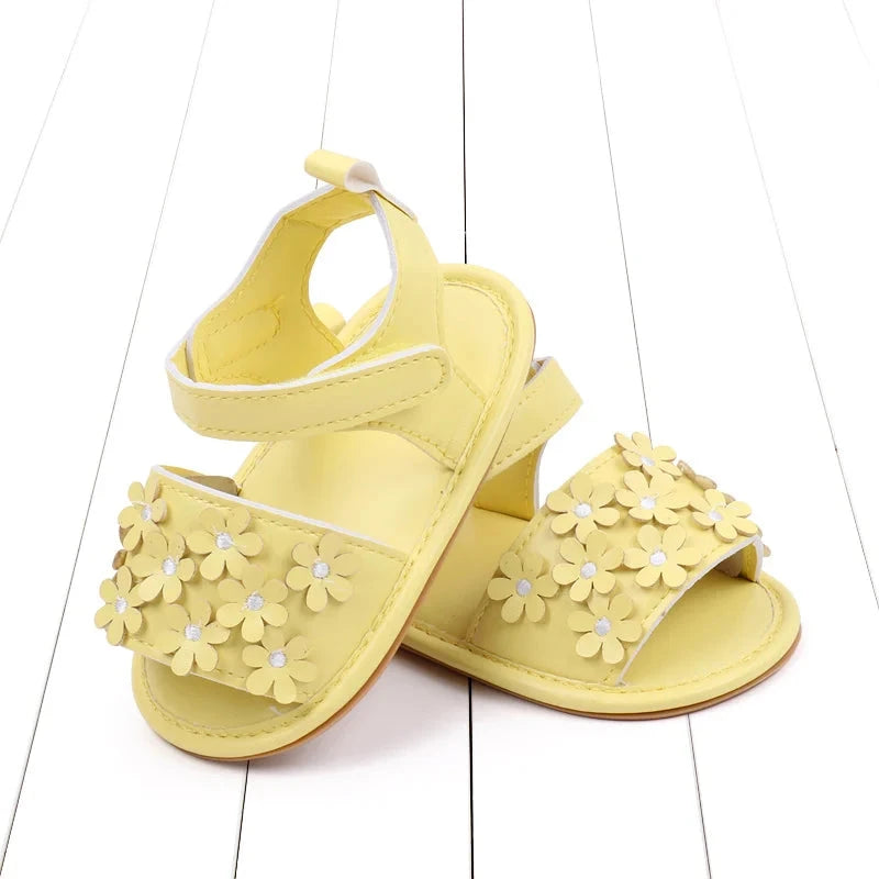 Floral Baby Girl Sandals with Soft Non-Slip Sole (0–18M)    Mimou Babywear