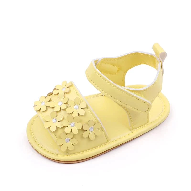 Floral Baby Girl Sandals with Soft Non-Slip Sole (0–18M)    Mimou Babywear