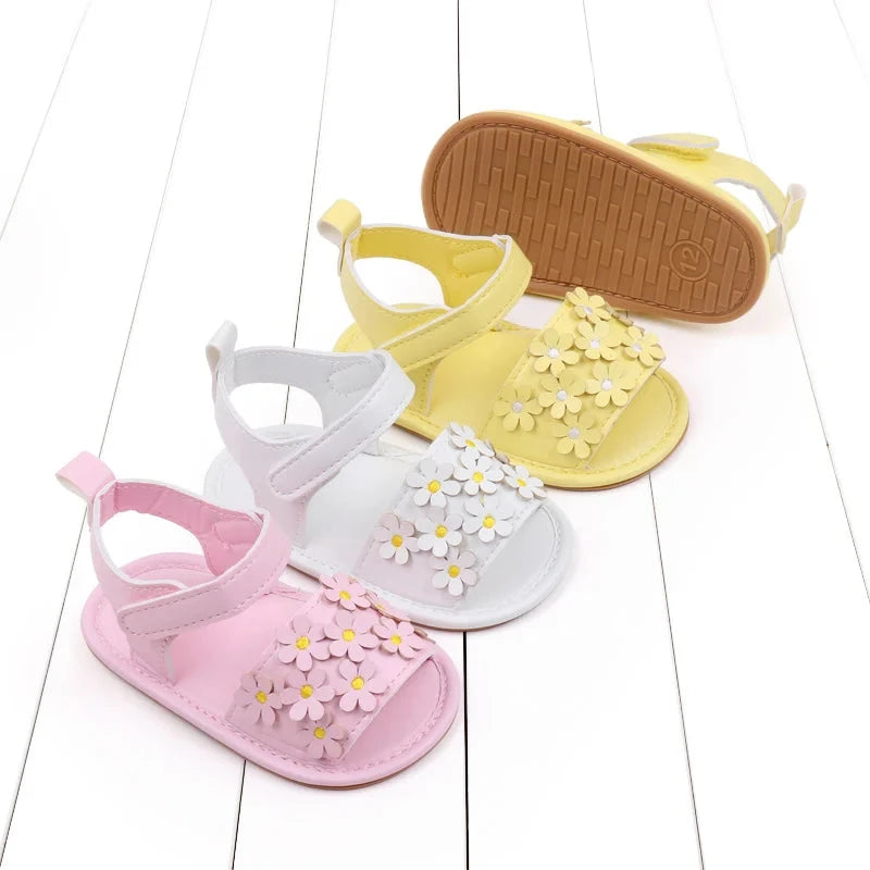 Floral Baby Girl Sandals with Soft Non-Slip Sole (0–18M)    Mimou Babywear