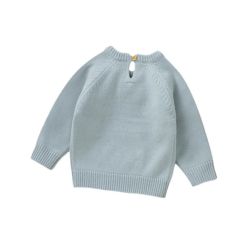 Floral Embroidered Knit Sweater for Babies – Long Sleeve Soft Knit Pullover (6–36M)    Mimou Babywear