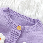 Floral Knit Baby Jumpsuit – Long Sleeve Cozy One-Piece (0-24M)    Mimou Babywear