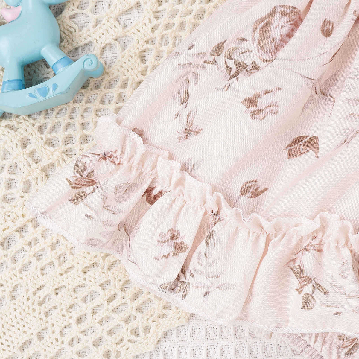 Floral Skirt-Hem Romper – Two-Color Cotton Baby & Toddler Jumpsuit    Mimou Babywear