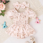 Floral Skirt-Hem Romper (3-24M)   Apricot / 100cm Mimou Babywear