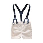 Gentleman Short-Sleeve Romper & Suspender Shorts Set – Baby Boy Summer Outfit    Mimou Babywear
