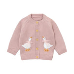 Goose Embroidery Cardigan & Hat Set (3-24M)    Mimou Babywear