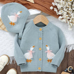 Goose Embroidery Cardigan & Hat Set (3-24M)    Mimou Babywear