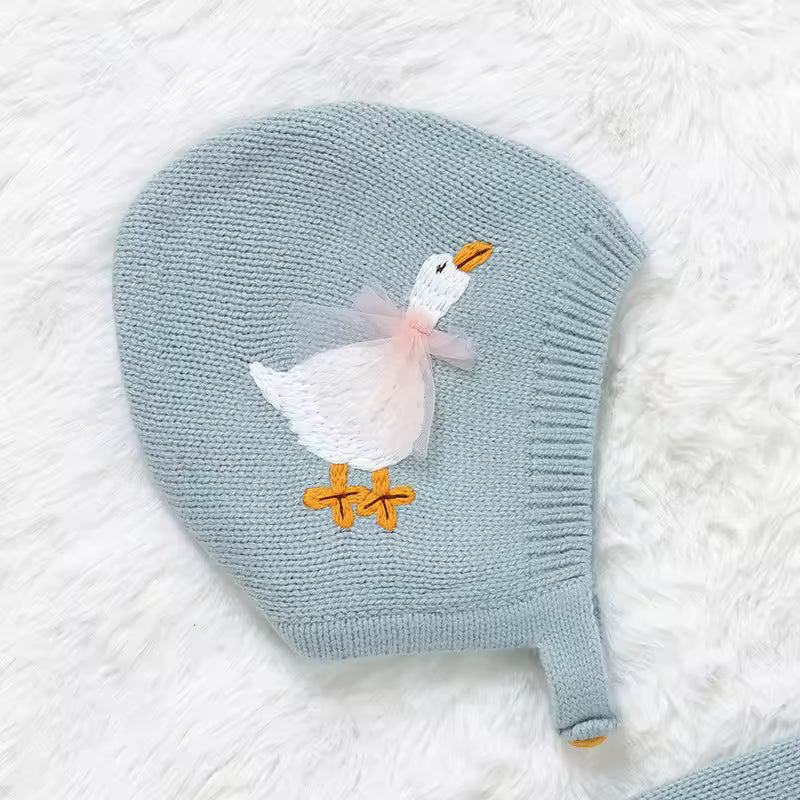 Goose Embroidery Cardigan & Hat Set (3-24M)    Mimou Babywear