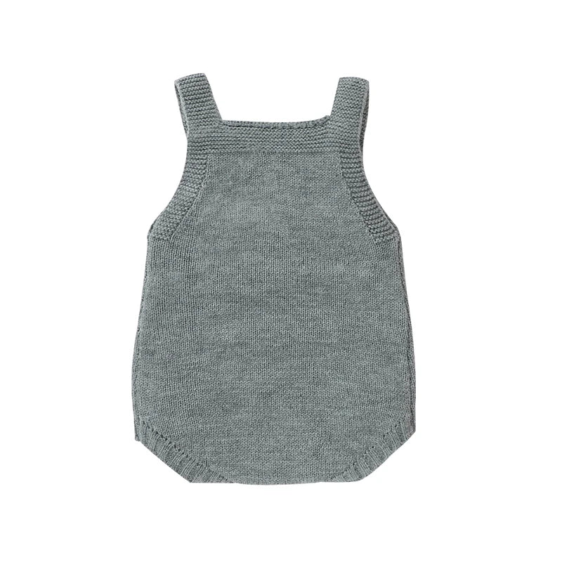 Handcrafted Sleeveless Knit Romper for Baby Girls with Floral Embroidery (0-18M)    Mimou Babywear