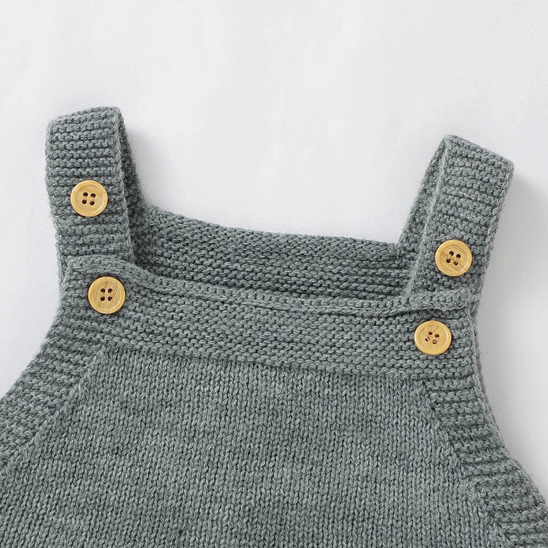 Handcrafted Sleeveless Knit Romper for Baby Girls with Floral Embroidery (0-18M)    Mimou Babywear