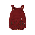 Handcrafted Sleeveless Knit Romper for Baby Girls with Floral Embroidery (0-18M)    Mimou Babywear