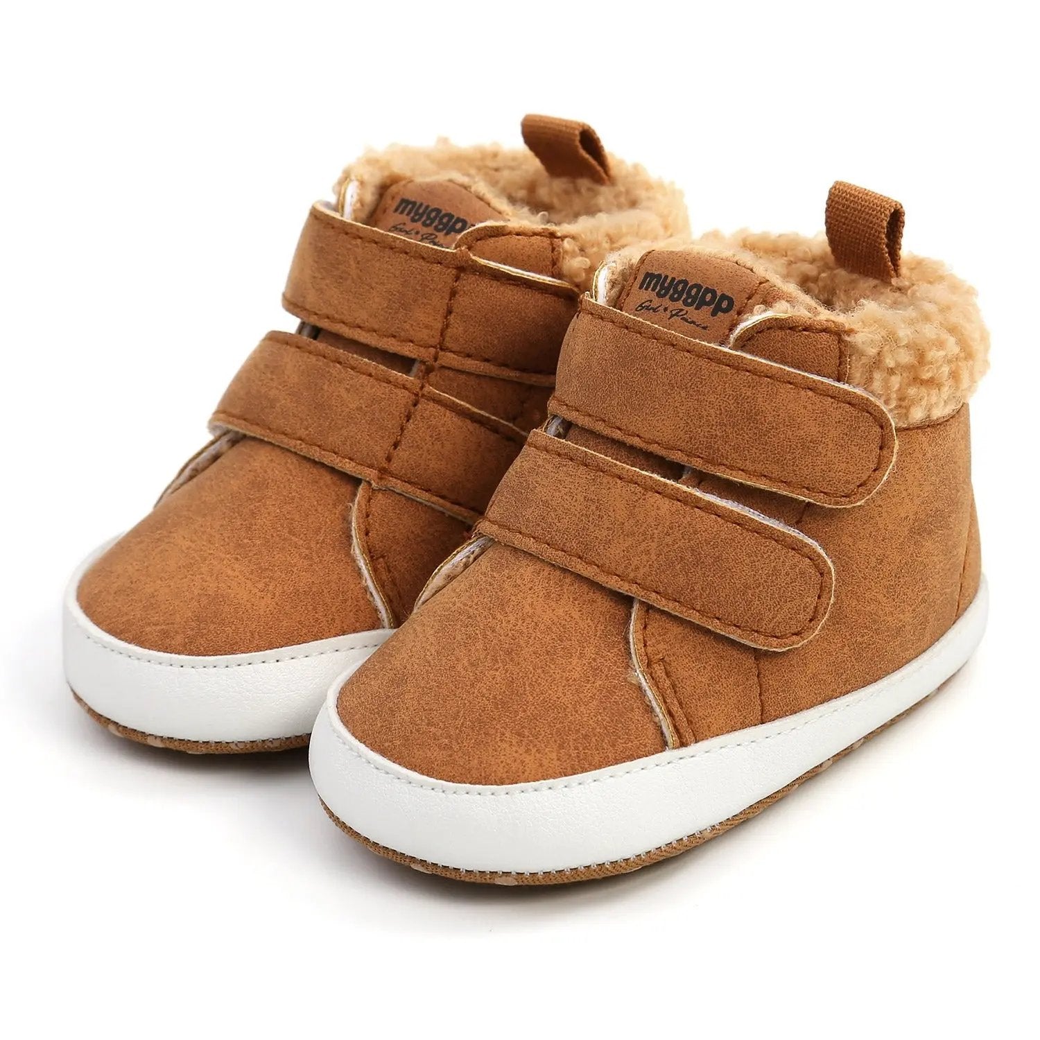 High-Top Warm Baby Shoes – Cotton Walking Shoes for Boys & Girls | Autumn & Winter   Light Brown / 13cm/70g Mimou Babywear