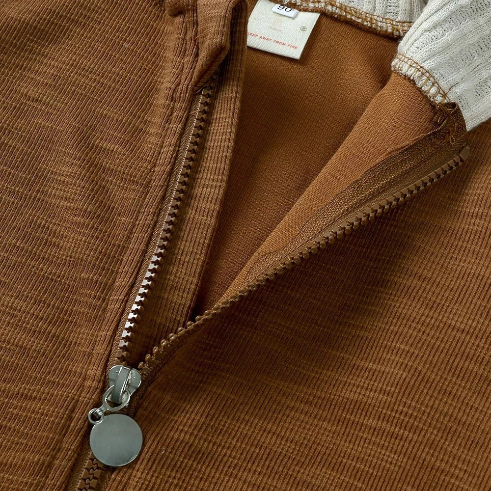 Hooded Baby Romper with Deer Patch – Cotton One-Piece (0-18M)