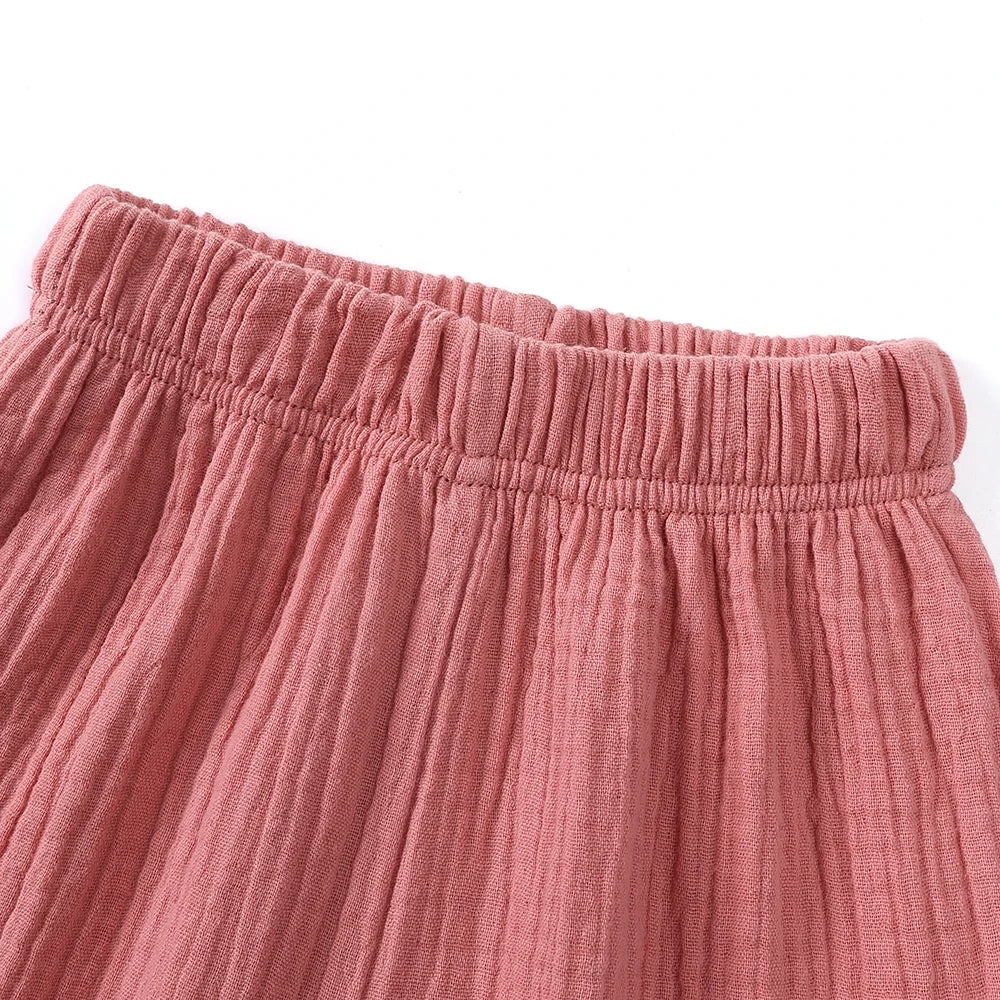 Kids Cotton Linen Bloomers Pants – Lightweight Spring Summer Trousers (12-36M)