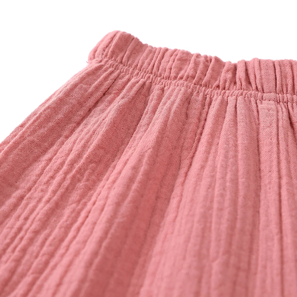 Kids Cotton Linen Bloomers Pants – Lightweight Spring Summer Trousers (12-36M)