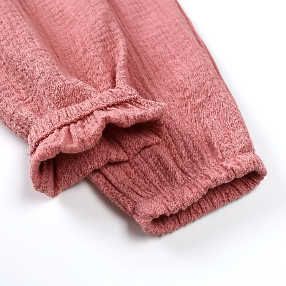Kids Cotton Linen Bloomers Pants – Lightweight Spring Summer Trousers (12-36M)    Mimou Babywear
