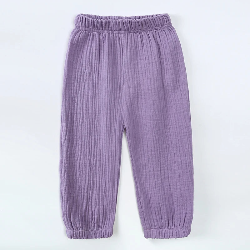 Kids Cotton Linen Bloomers Pants – Lightweight Spring Summer Trousers (12-36M)    Mimou Babywear