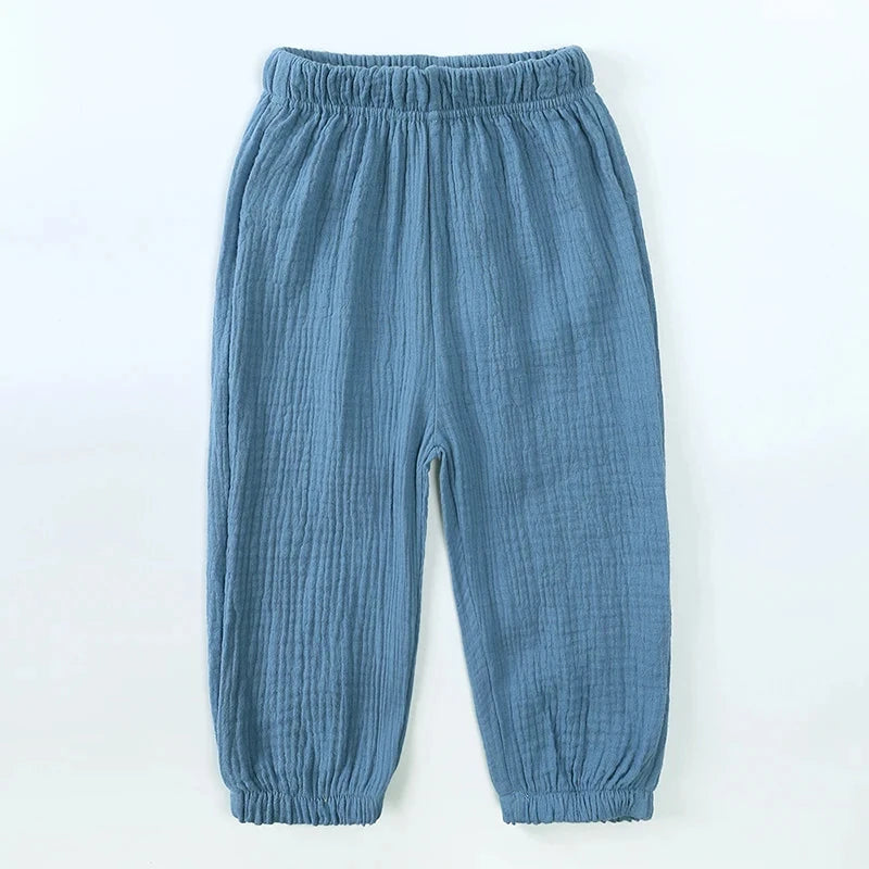 Kids Cotton Linen Bloomers Pants – Lightweight Spring Summer Trousers (12-36M)    Mimou Babywear