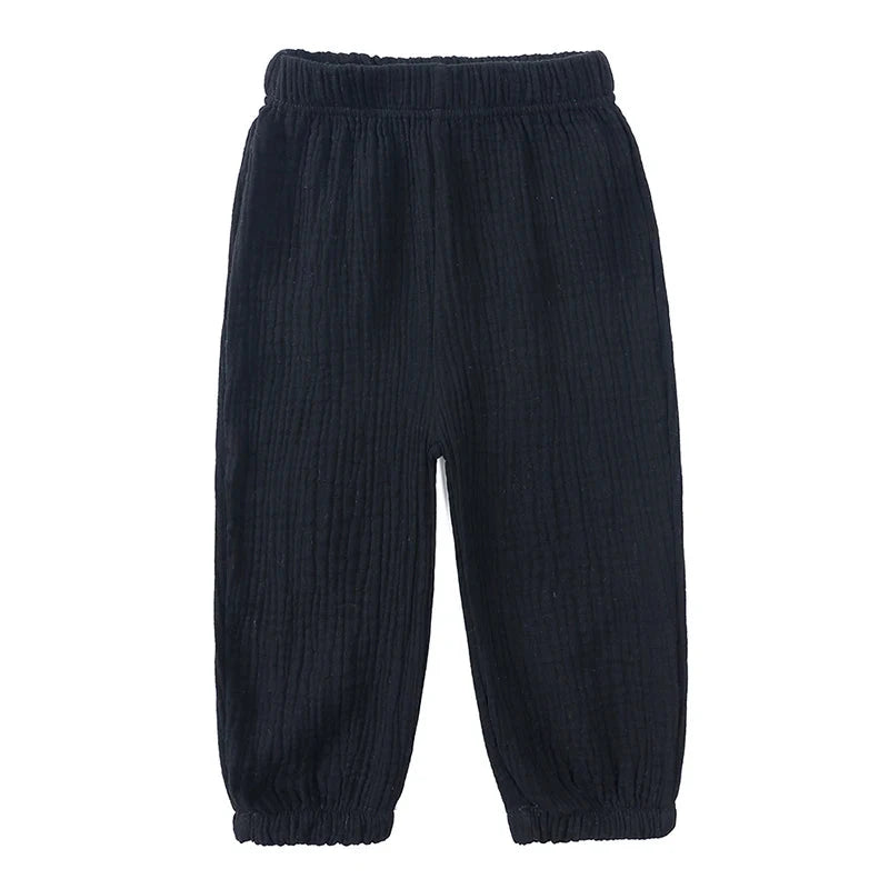 Kids Cotton Linen Bloomers Pants – Lightweight Spring Summer Trousers (12-36M)    Mimou Babywear